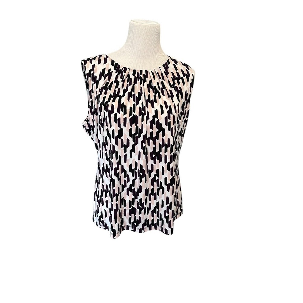 Unbranded Geometric Shell Top Womens XL Black Pink‎ White Excellent Sleeveless